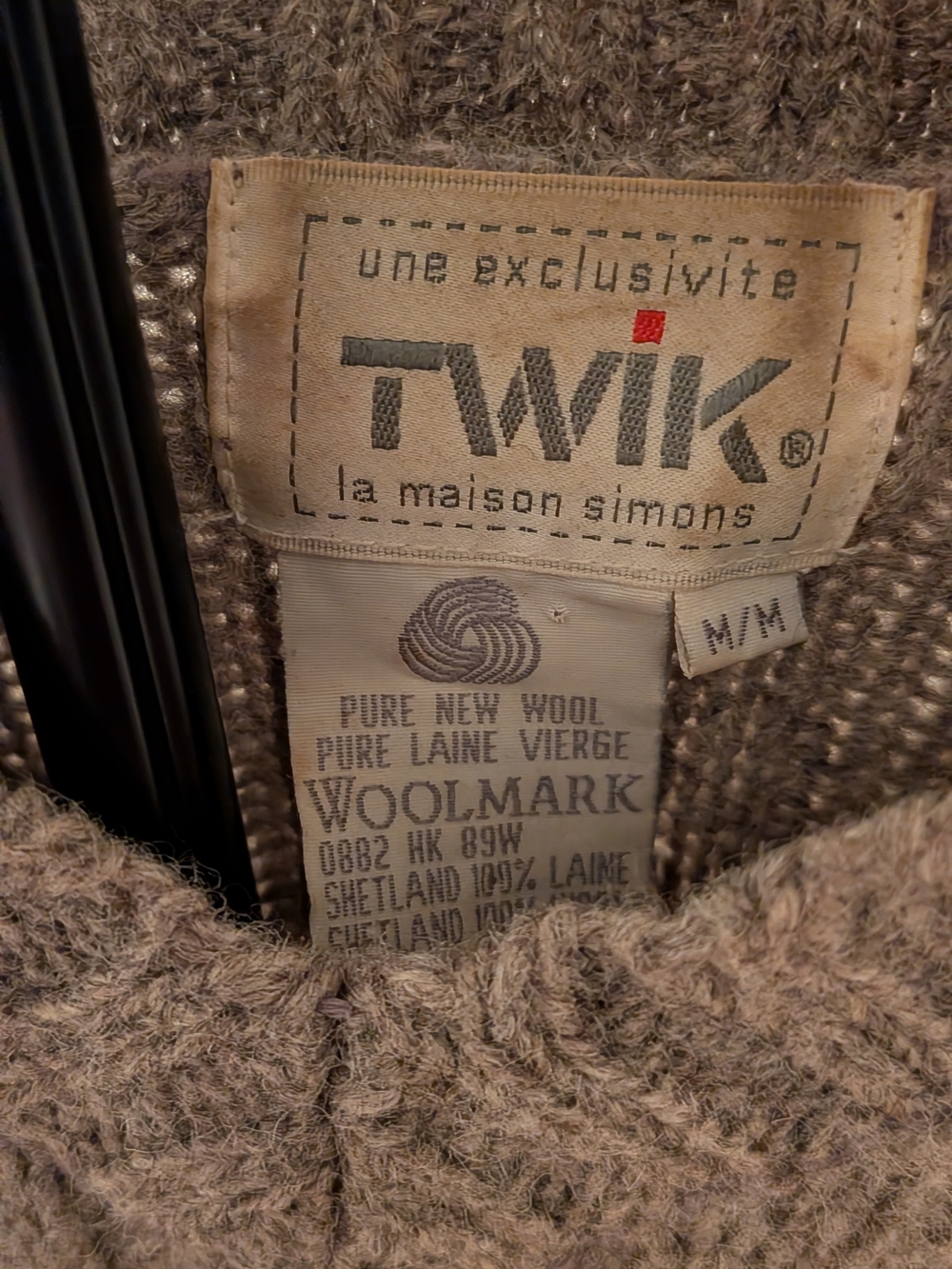 Vintage twik Heathered Taupe Ribbed Wool Sweater - Picture 2 of 4